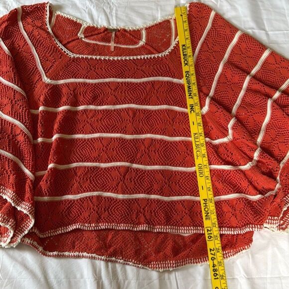 Free people la bonito poncho oversized loose knit crochet sweater size large ora - Picture 6 of 7